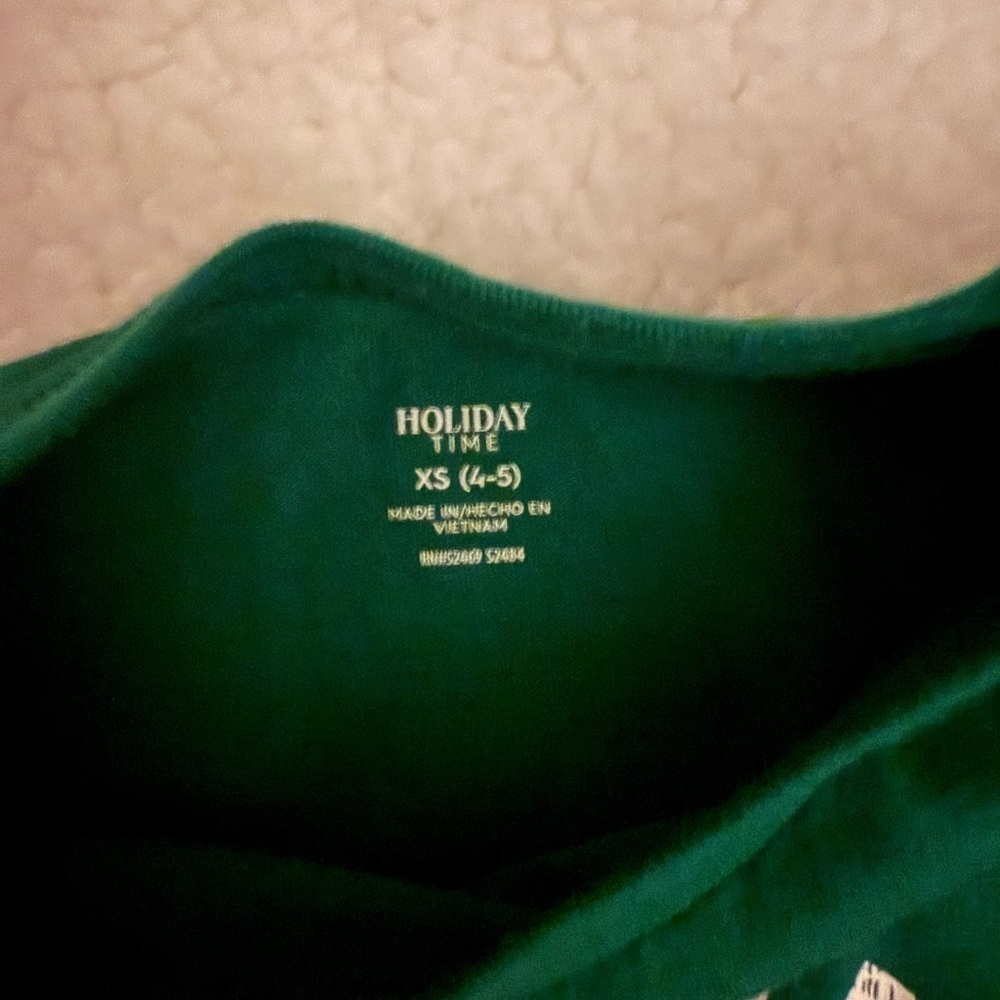 Kids Green Dinosaur Christmas Shirt, Size XS (4-5) - Picture 4 of 4